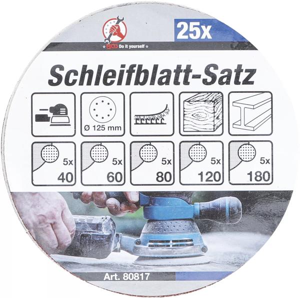 BGS Schleifblatt-Satz für Exzenterschleifer Ø 125 mm K 40 - 180 25-tlg. 80817